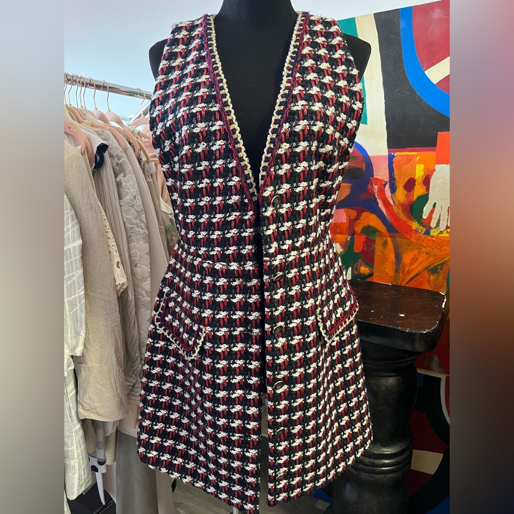 Zara Basic Blue Tweed Vest